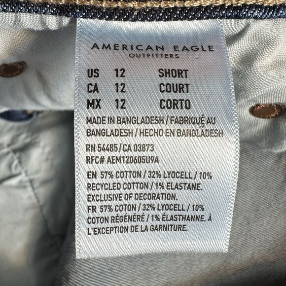 American Eagle SUPER HIGH RISE ANKLE STRAIGHT Sz 12 Short Jeans Denim Pant 33x25 - Picture 11 of 12